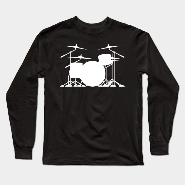 Drum set silhouette illustration Long Sleeve T-Shirt by hobrath